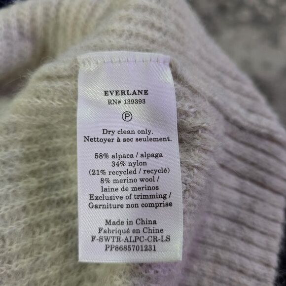 Everlane Women’s XS Off White Gray Cropped Crewneck Sweater Alpaca Wool Blend - Picture 4 of 7